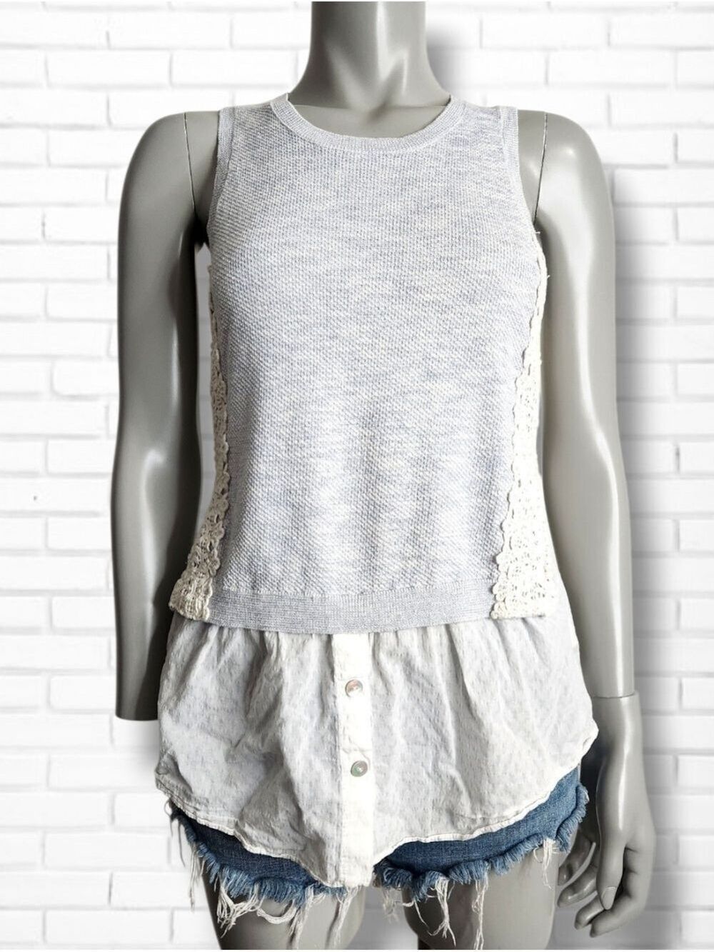 Anthropologie X Moth Inari Lace Detail Sleeveless Sweater Tank Top Size S